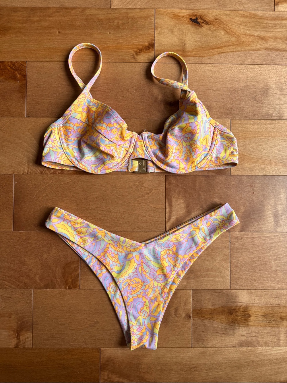 Kulani Kinis Yellow and Pink Paisley Underwire Bikini